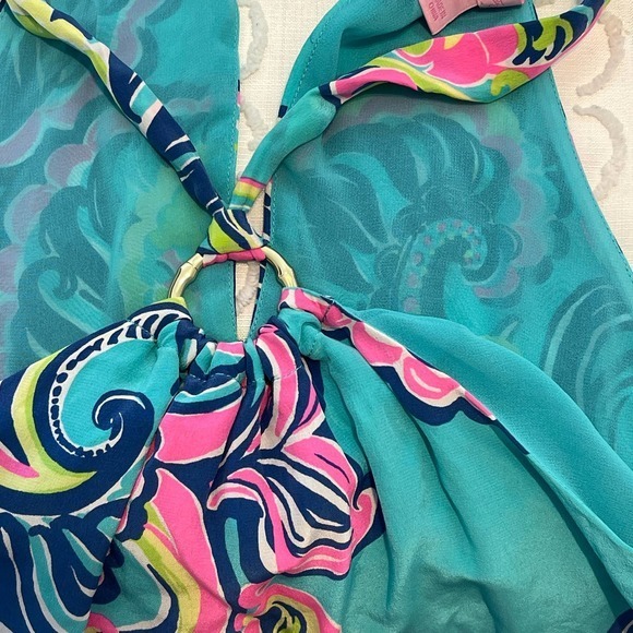 Lilly Pulizer Cassandra High Neck Tank Top 100% Silk‎ Small Pre-owned - Picture 5 of 8
